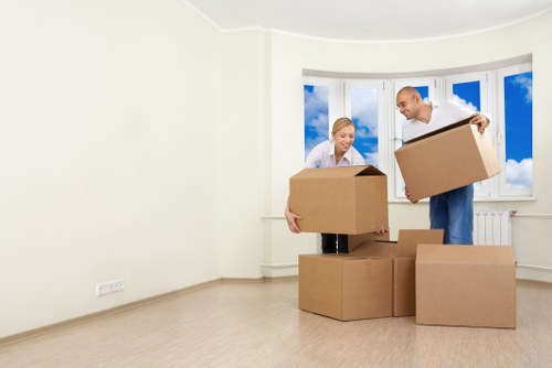 Office relocation planning in Wimbledon with commercial movers and business equipment