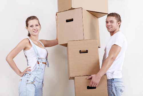 Packed moving boxes ready for collection in Wimbledon