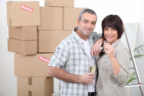 Boxes and household items prepared for transport in Wimbledon